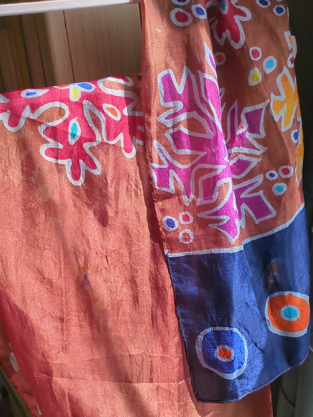 Silk Scarf, Brown and Navy